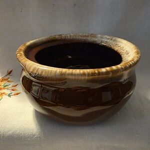 Vintage McCoy Pottery #340 Brown Drip Glaze Bowl 1970's